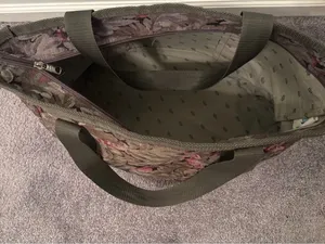 Large Floral Jacquard American Tourister Tote in Olive thumbnail 4