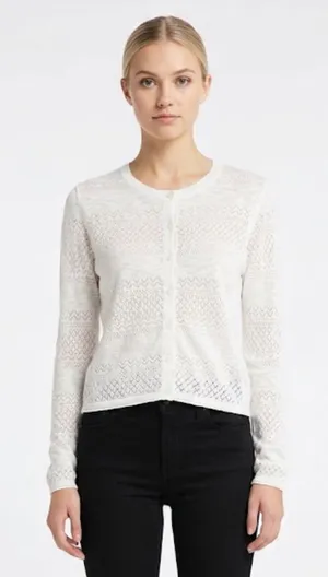 FRYE white knit button down cardigan sweater cotton fabric size medium thumbnail 1