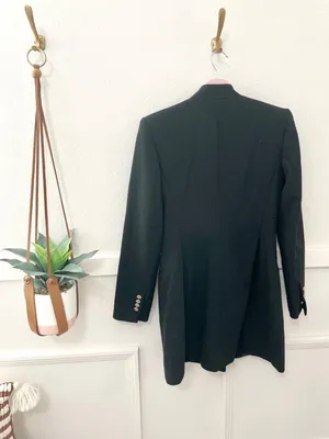 Mango Zara Black Military Inspired Jacket Size XS (No Belt) Dark Feminine Old Money thumbnail 8