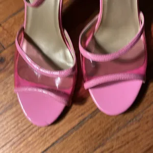 Bellini Katia pink ankle straps 3 inch heels with clear pink details thumbnail 2
