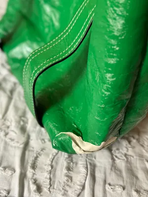 Guess Shiny Green Patent Tote with Branded Plaque thumbnail 4