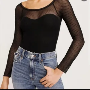 ABERCROMBIE & FITCH Mesh and Lace Seamless Sweetheart Bodysuit Black Size Medium thumbnail 1