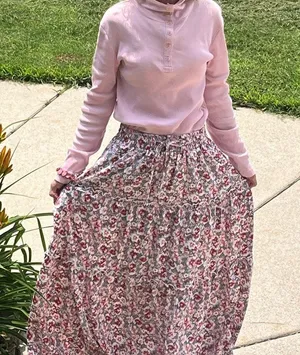 Floral Tiered Maxi Skirt High Waist thumbnail 8