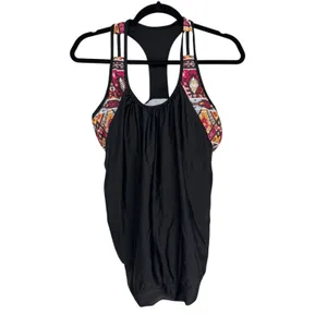 YONIQUE Black Tribal Print Tankini Swimsuit Shorts Set‎ Women's Size L thumbnail 14