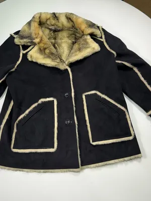 dennis basso Black Coat with Tan Faux-Shearling Trim Size XL NWOT thumbnail 2