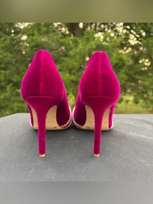 Vince Camuto Faine Magenta Velvet Rhinestone Bow Pointed Toe Pumps Heels Shoes 8 thumbnail 10
