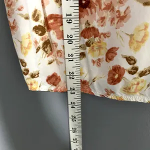 Abercrombie & Fitch Orange Floral Button Back Crewneck Short Sleeve Boxy Top M thumbnail 4