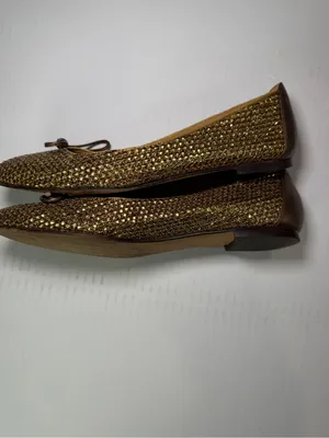 Stuart Weitzman Gold Sequin Ballet Flats with Bow thumbnail 5