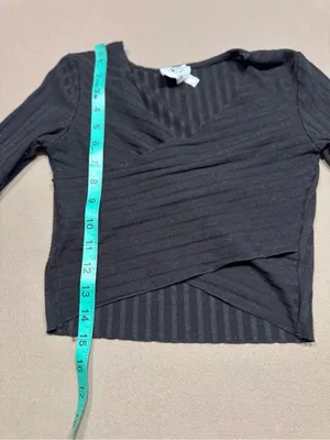 Princess Polly Black Ribbed Abigail Wrap Crop top thumbnail 7
