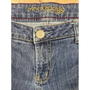 American Eagle Hipster Jeans Womens 12 Reg Blue Flare Leg Y2K Vintage 2002 thumbnail 5