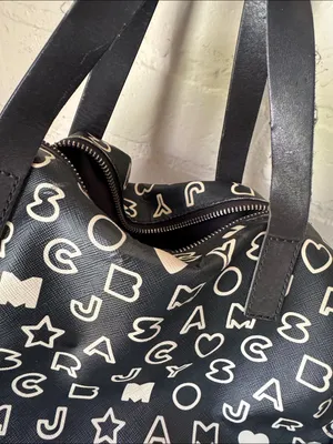Marc by Marc Jacob’s purse tote duffle Y2K alphabet black cream thumbnail 6