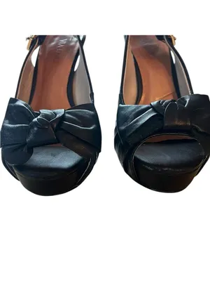 Via Uno Black Peep Toe Heels Women's Shoes thumbnail 5