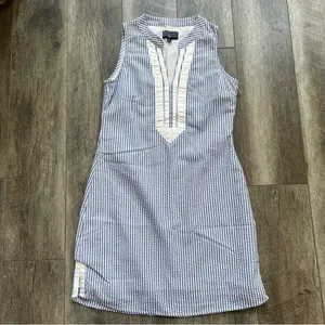 DUFFIELD LANE Grand Dress in Blue Seersucker Size Small thumbnail 7