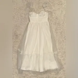 NEW PETAL & PUP Floret Bow Strap Sweetheart Neck Maxi Dress White sz XL thumbnail 4