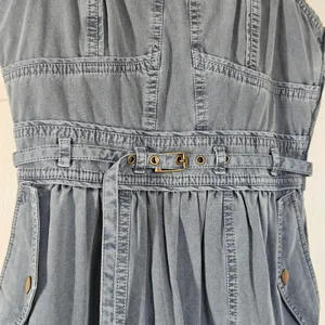 Ulla‎ Johnson Enzo Denim Dress Blue Cotton Tiered Midi Sweetheart Neck Size 4 thumbnail 6
