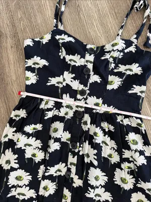 Urban outfitters Positano midi dress navy blue sunflower floral boho small thumbnail 8