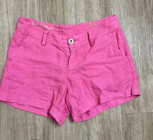 Lilly Pulitzer Bright Pink 100% linen Bermuda Shorts thumbnail 1