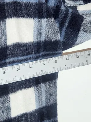 Ci Sono Blue and White Plaid Cropped Shacket with Gray Hoodie Size Large thumbnail 6