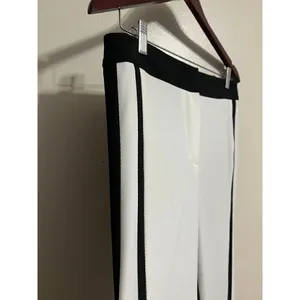 Trina Turk White Trousers with Back Stripes and Black Back Sz. 4 thumbnail 2