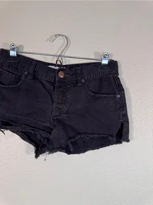 Free People Black Denim Cut Off Jean Shorts Womens 25 Festival Boho Micro Casual thumbnail 11