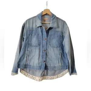 Pilcro Anthropologie Denim Trucker Jacket Boho Grunge Oversized Slouchy Fit thumbnail 3