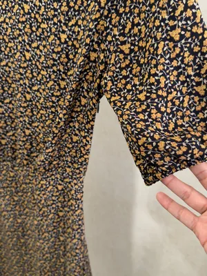 Uniqlo Black Dress with Mustard Floral Print thumbnail 4