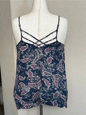 Mossimo Supply Co. Navy Paisley Spaghetti Strap Camisole thumbnail 3