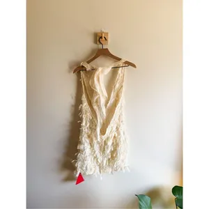 New EGO Extreme Plunge Mini Bodycon Dress In Cream Texture Size 8 thumbnail 6