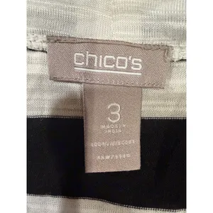 Chico’s Cardigan Lightweight Knit Black & white Stripe 3/4 Sleeve High low 3 XL thumbnail 7