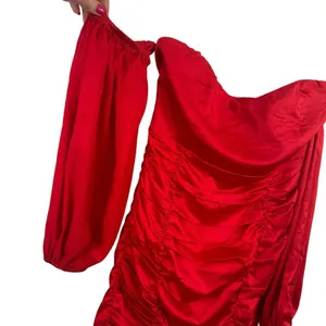 Hello Molly Red Off Shoulder Ruched Mini Dress Cocktail Womens Small AU 8 US 4 thumbnail 3