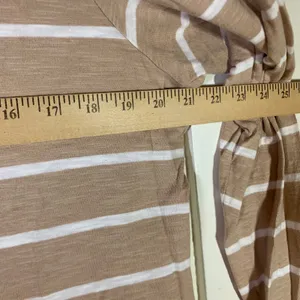 Old Navy Womens LS Mariner Tee Tan White Striped Boat Neck Cotton Top L Nautical thumbnail 6