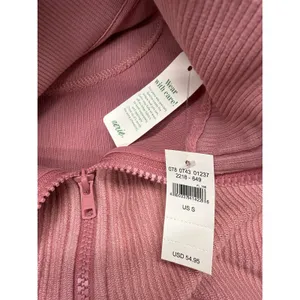 Aerie Ribbed Pink Sweatshirt Relaxed Oversized Fit 1/4 Zip Lounge NEW W Tags S thumbnail 7