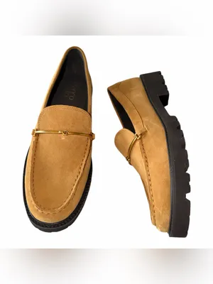 NEW Franco Sarto Women's Senna Round Toe Lug Sole Loafers Biscotti Brown Suede thumbnail 7