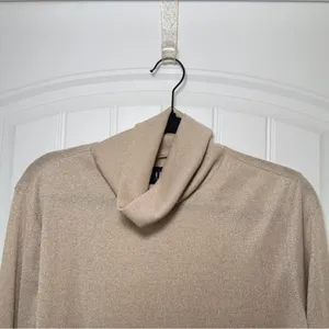 Gap XL Ribbed Metallic Beige‎ Shimmer Turtleneck Quiet Luxury 90s Minimalist thumbnail 3