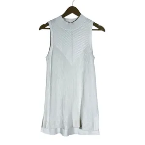 Banana Republic Mock Neck Chevron Ribbed Sweater Tank White Minimalist Size S thumbnail 2