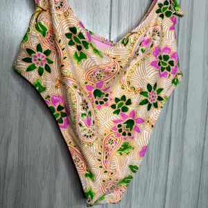 NWT Aerie Tie Cut Out One Piece Cheeky Swimsuit Lip Gloss Boho size S Small thumbnail 8
