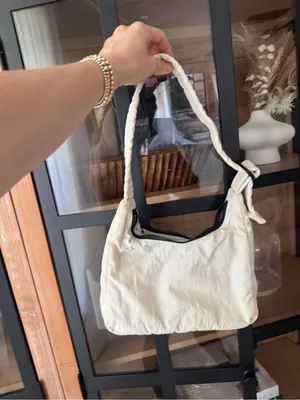 BAGGU Mini shoulder bag nylon ivory cream balck zipper adjustable thumbnail 10