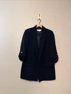 Zara Longline Blazer with Shoulder Pads Black Size Small thumbnail 3