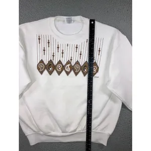 Vintage 90s Jerzees Sweatshirt Women XL White Paisley Geometric USA Made Grandma thumbnail 14