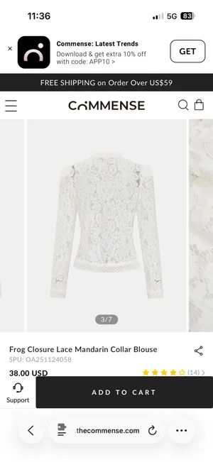 Commence Frog Closure Lace Mandarin Collar Blouse thumbnail 3