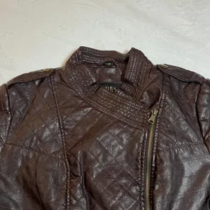 GUESS Faux Leather Moto Jacket Size Large Classic Casual Minimalist Rocker Y2K thumbnail 3