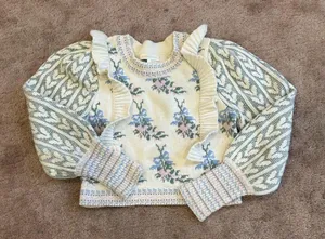LoveShackFancy Warwick Pullover Sweater in Dew Drop Cream thumbnail 4