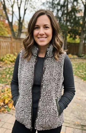 Thread & Supply Gray Plush Sherpa Fleece Vest (Medium) thumbnail 1