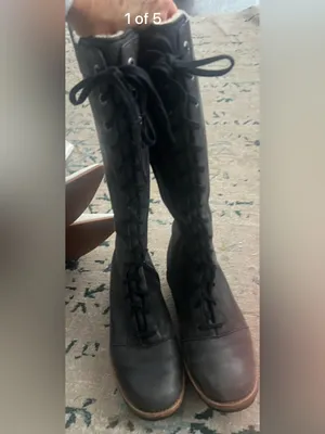 Ugg Brock 5517 Black Lace Up Leather Boots lined size 8 thumbnail 2