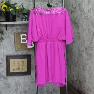 City Chic Womens Trendy Plus Size Sequin Wrap Dress Lipstick Purple Pink 16W thumbnail 2