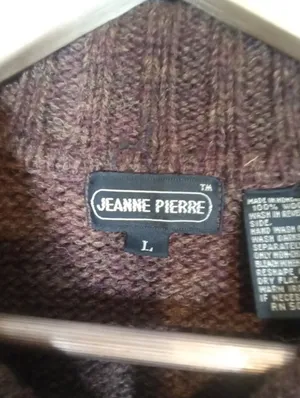 JEANNE Pierre Womens Wool Brown Collared Button Cardigan Sweater Grandpa Vintage thumbnail 3