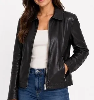 Vintage‎ Wilsons Leather Black Womens Jacket Medium thumbnail 1