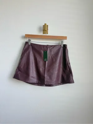 Wild Fable Burgundy Faux Leather Mini Skort Fall Size Small NWT thumbnail 6
