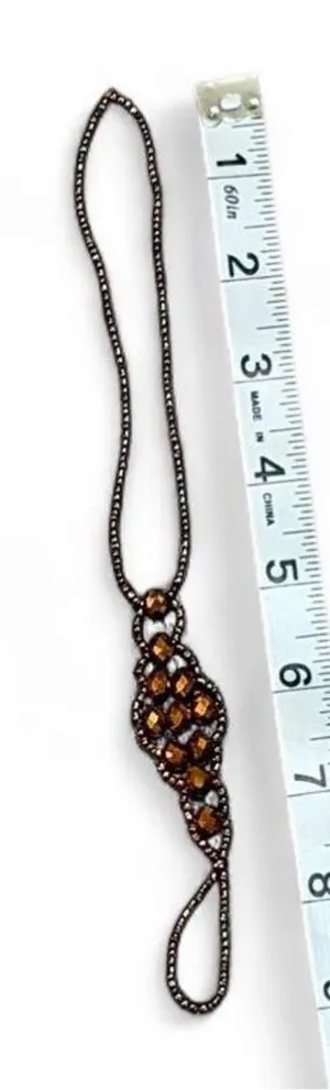 Bronze Metallic Embellished Foot Jewelry Hand Body Jewelry w/Elastic Band thumbnail 1