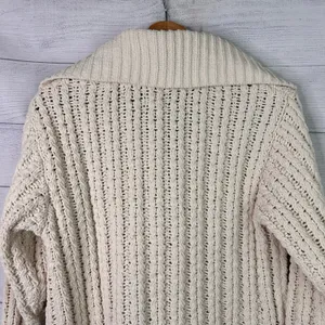 Aerie Cable Knit Chenille Sweater Womens XXS Cream Ivory Quarter Zip Pullover thumbnail 5